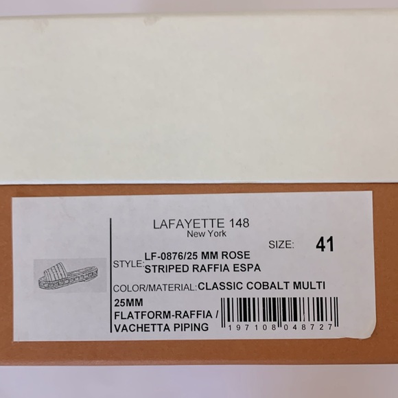 NWT Lafayette 148 Raffia Espadrille Slide EU 41/US 11 Cobalt Multi - Picture 6 of 7